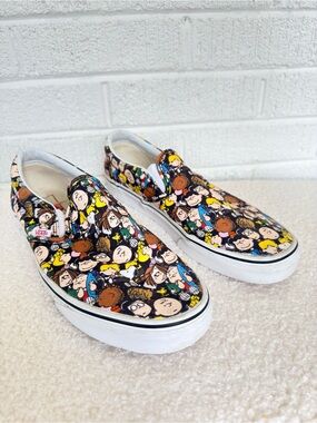 VANS Peanuts by Schulz Slip-On Sneakers in Multicolor Character Print